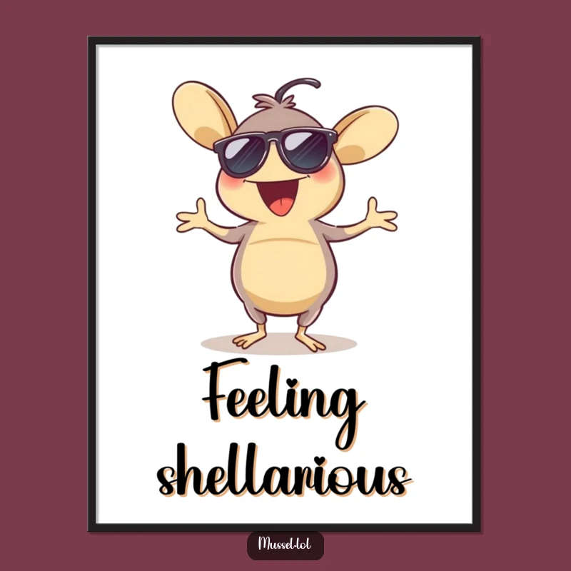 Funny Mussel Dancing Sunglasses Poster - Decorate with Ocean Party Vibes!