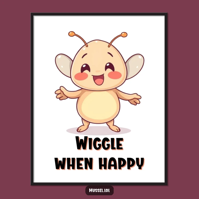 Funny Kawaii Mussel Dance Poster Hilarious Wall Art for a Cheerful Space