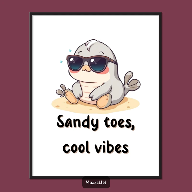 Funny Mussel Beach Sunglasses Poster: Tropical Vibes for Your Walls