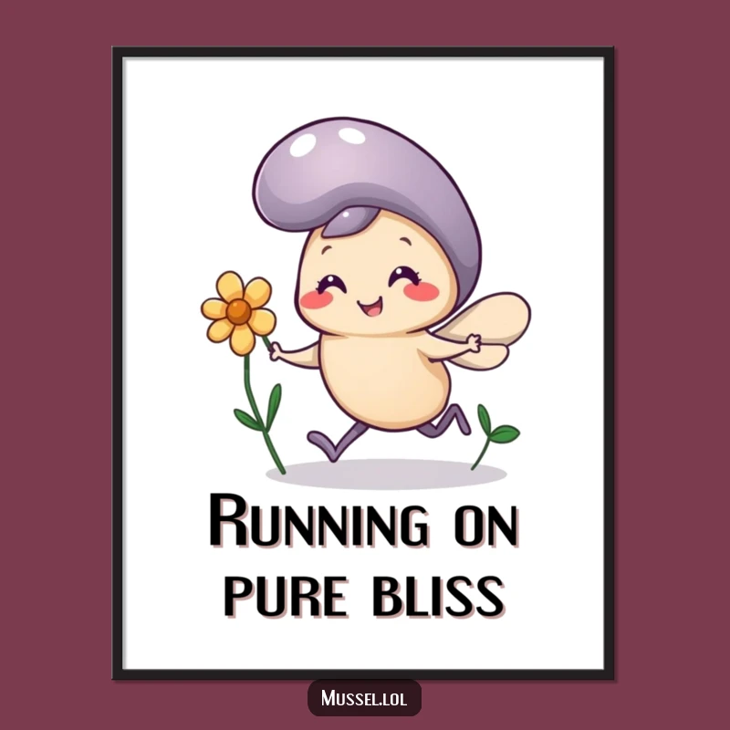 Funny Mussel Flower Poster: Tiny Legs Happy Cartoon Art