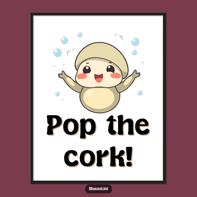 Funny Mussel Poster: Bubbles Celebration Art