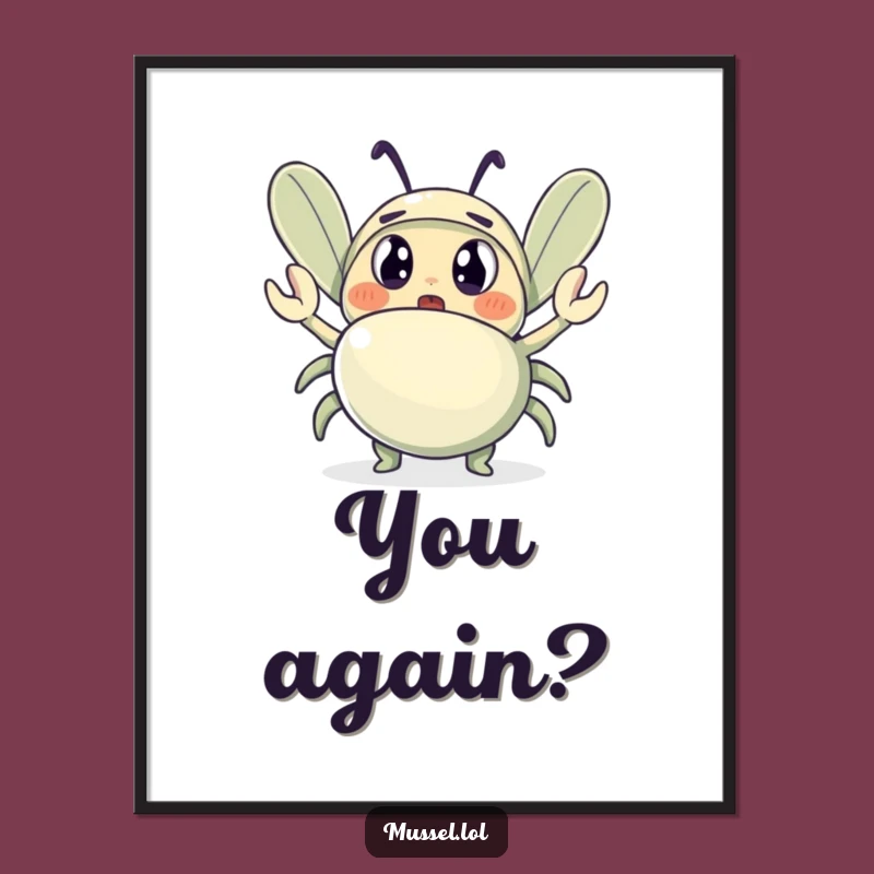 Funny Mussel Poster: Surprised Crab Wave Wall Art