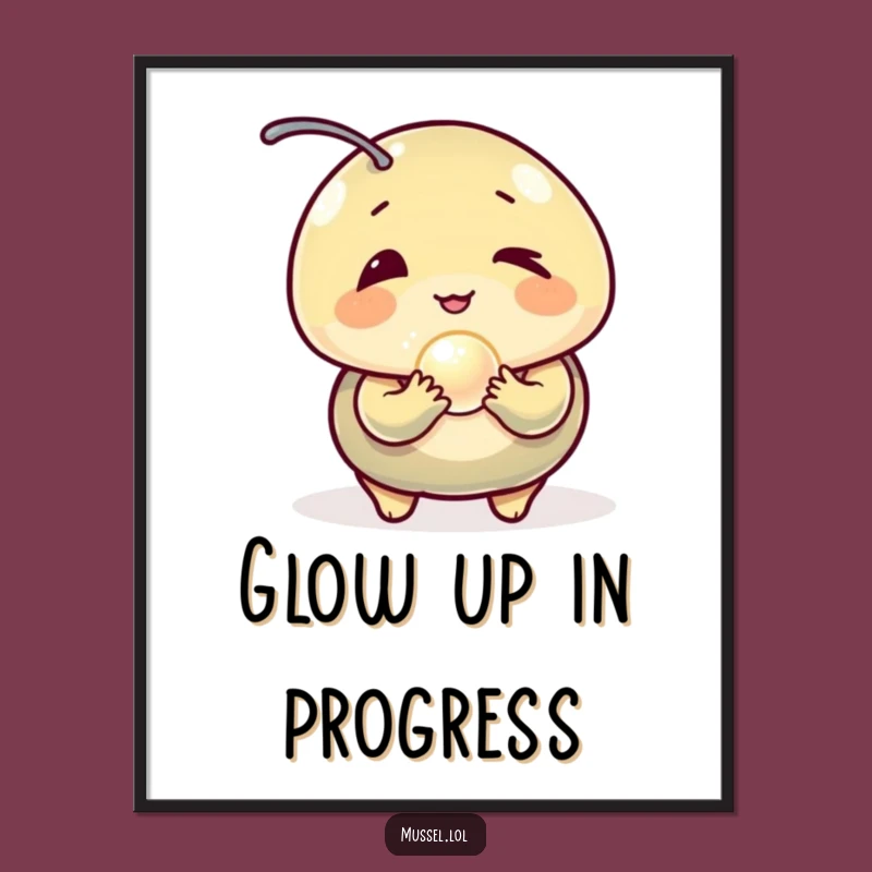 Funny Winking Mussel Pearl Poster - Vibrant Wall Art for a Humorous Touch