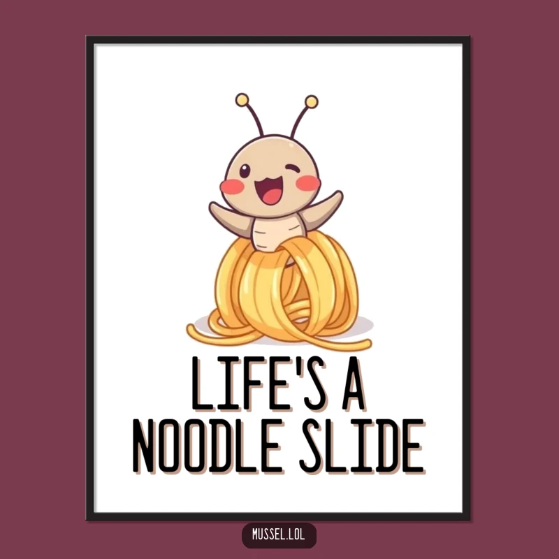 Funny Mussel Spaghetti Dream Poster, Joyful Whimsical Art Gift!