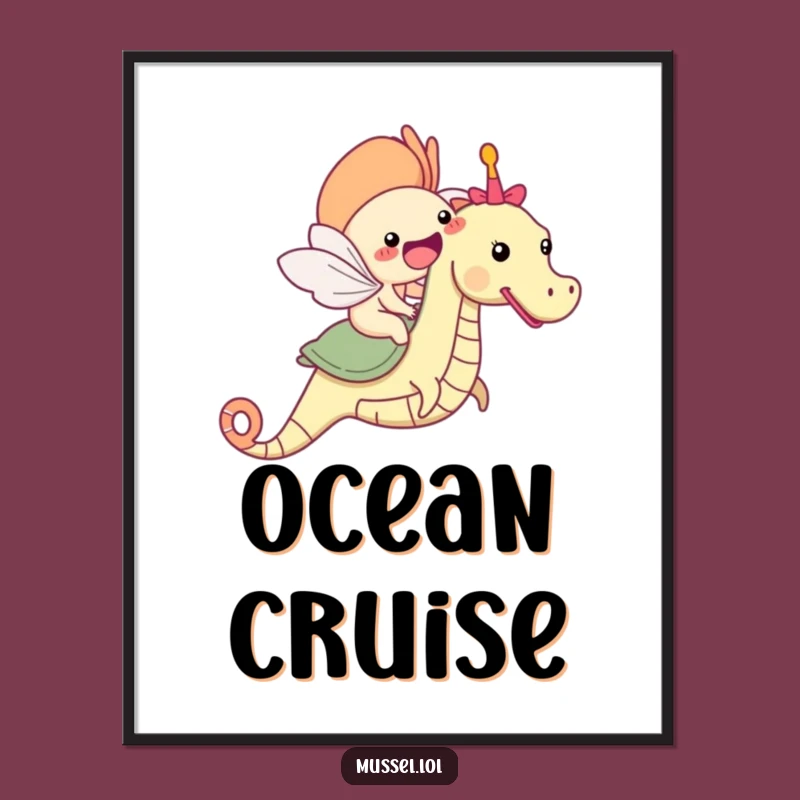 Funny Mussel Seahorse Poster: Add a Splash of Joy to Your Walls