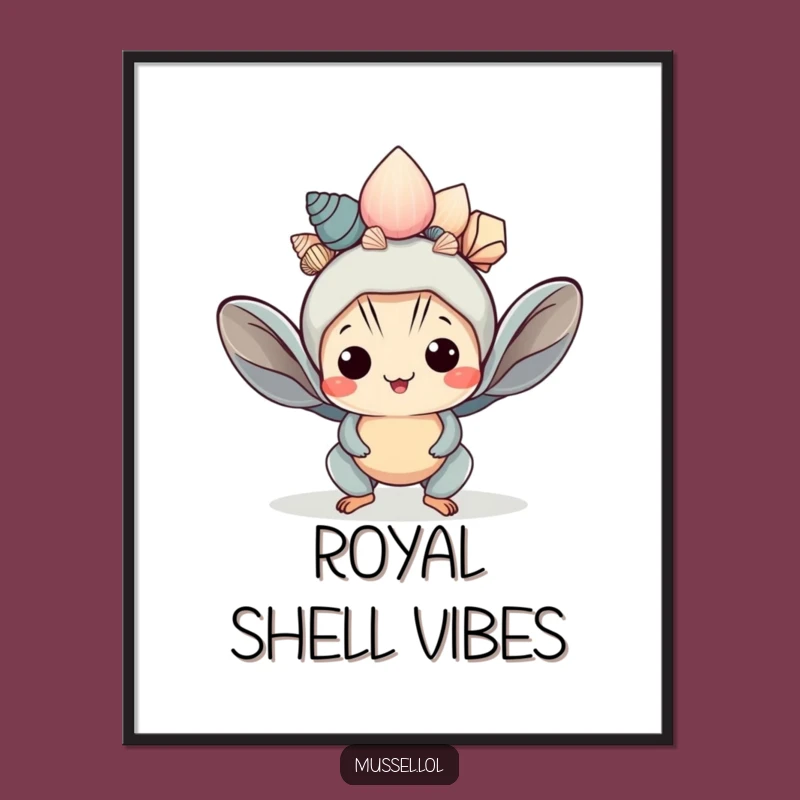Funny Kawaii Mussel Crown Poster Hilarious Wall Art for a Regal Space