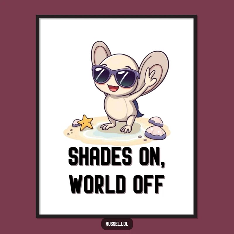 Funny Beach Mussel Poster: Cool Character Art, Ideal Summer Home Gift