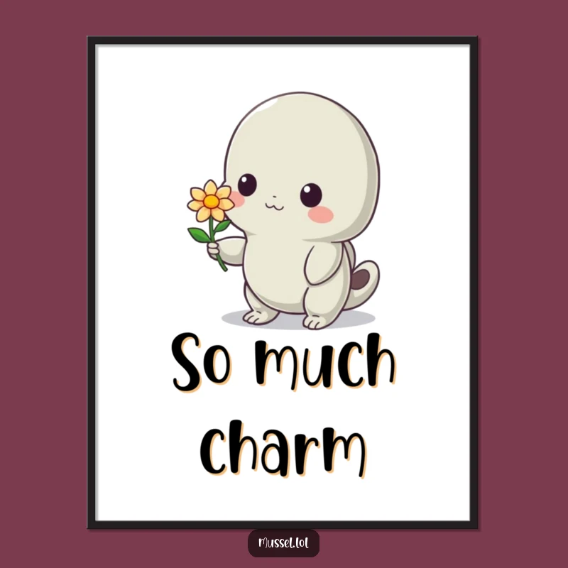 Funny Shy Mussel Flower Poster: Delicate Art for a Sweet and Humorous Gift