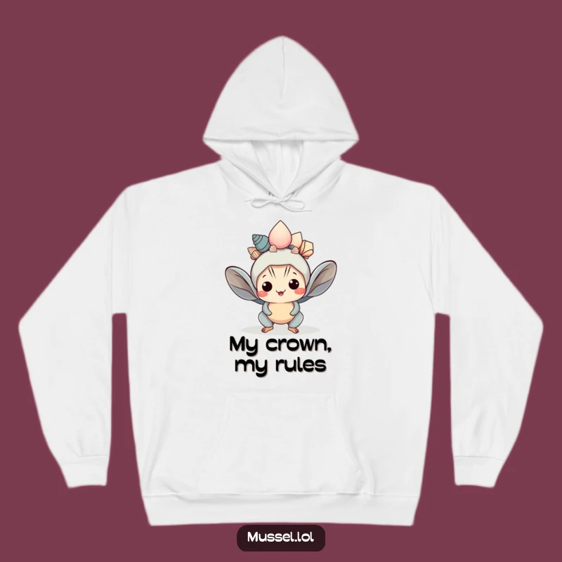 Funny Kawaii Mussel Crown Hoodie Cozy Comfort with Royal Flair