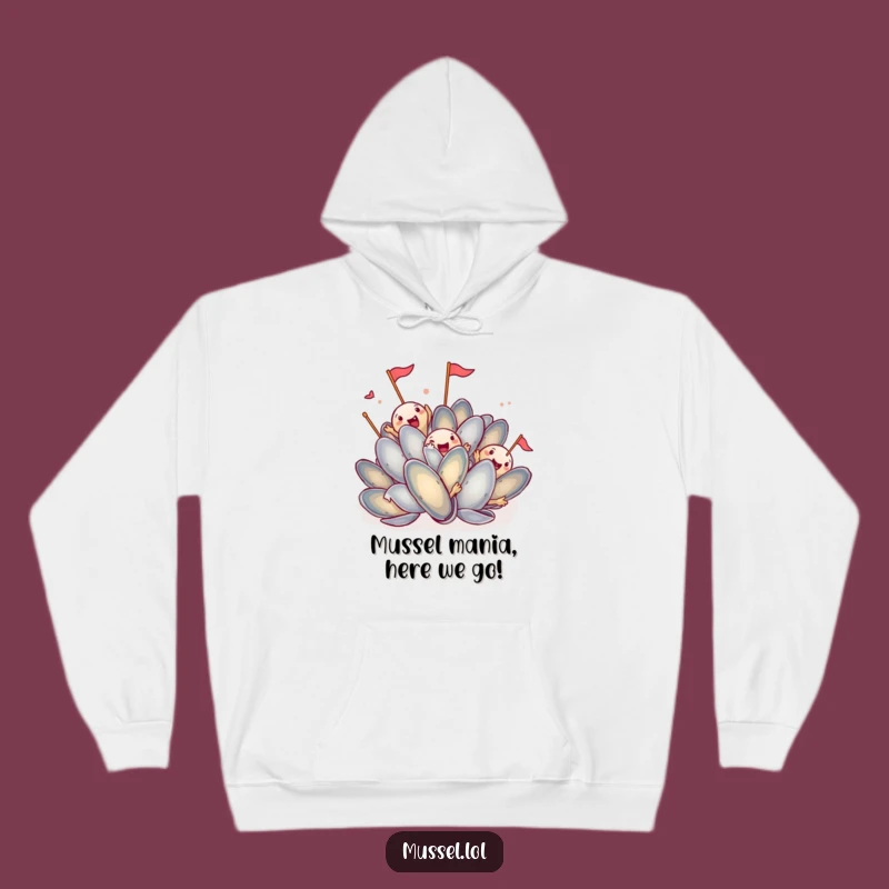 Funny Mussel Hug Hoodie: Shy Character Peeking, Cozy Humorous Gift