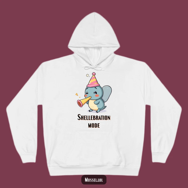 Funny Mussel Party Hoodie: Cozy Festive Cartoon Sweatshirt