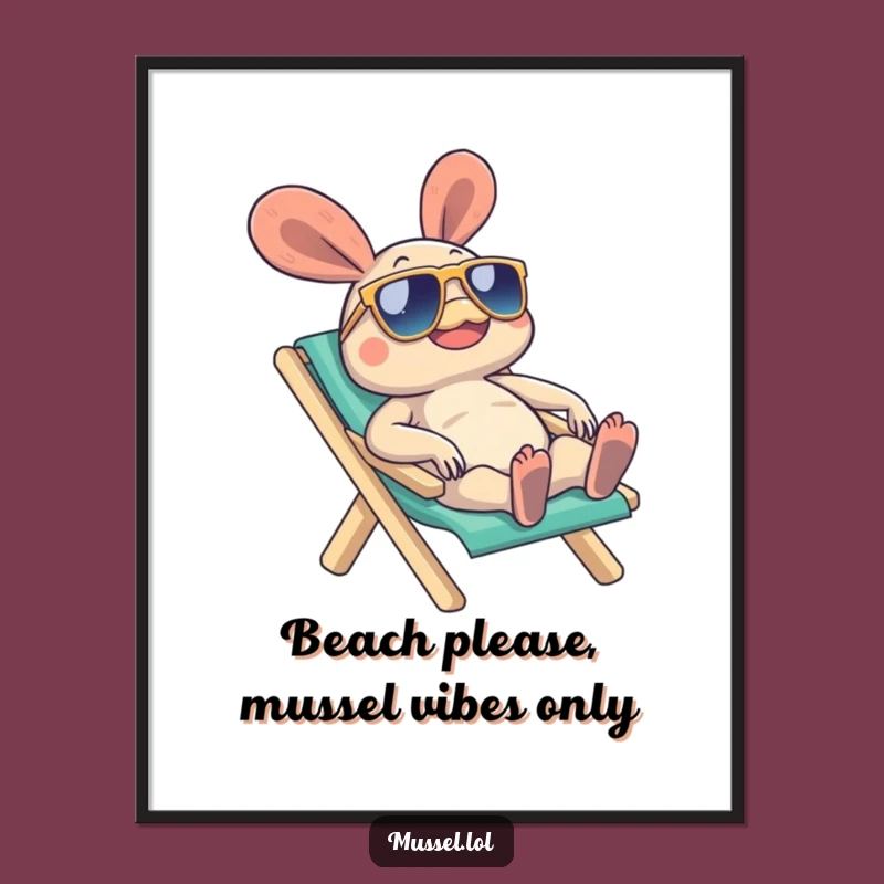 Funny Free Printable Mussel Beach Relax Wall Art - Downloadable Chill Decor!