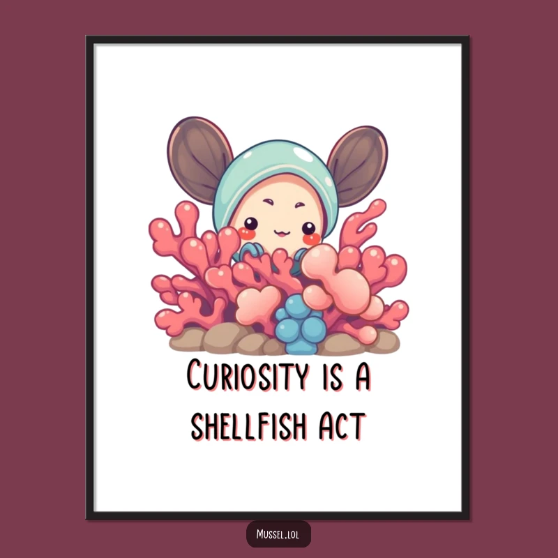 Free Printable Wall Art: Curious Mussel, Funny Downloadable Decor for Ocean Lovers