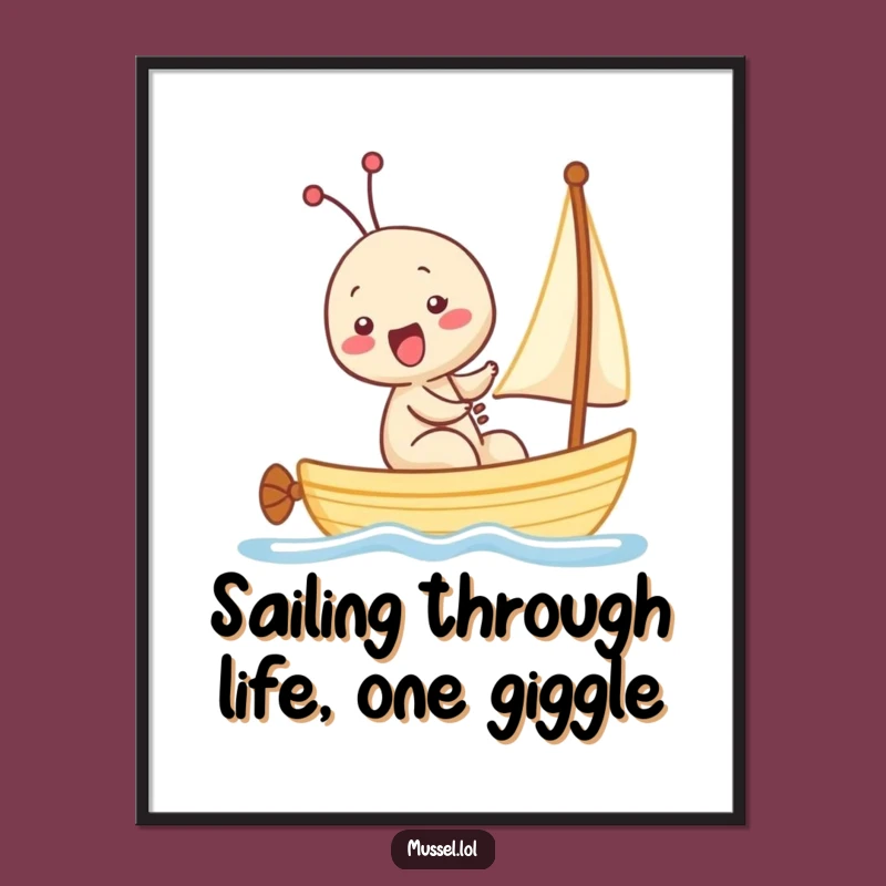 Free Printable Kawaii Mussel Sailboat Art: Giggling Nautical Decor Downloadable