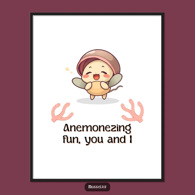 Free Printable Wall Art - Giggling Mussel Poster, Funny Ocean Decor