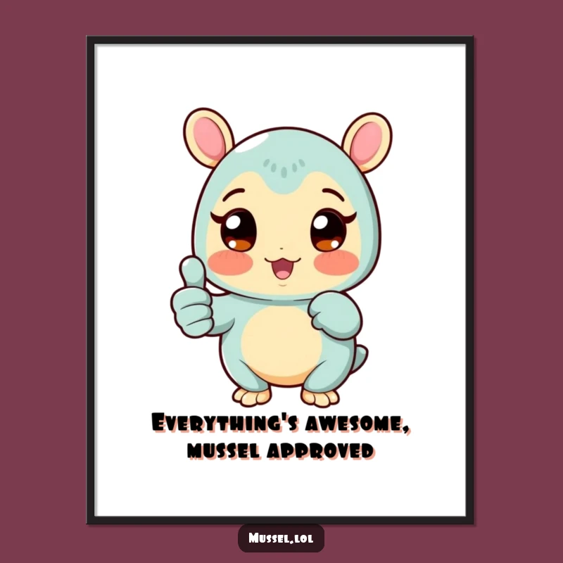 Funny Free Printable Mussel Thumbs Up Wall Art - Downloadable Positive Decor!