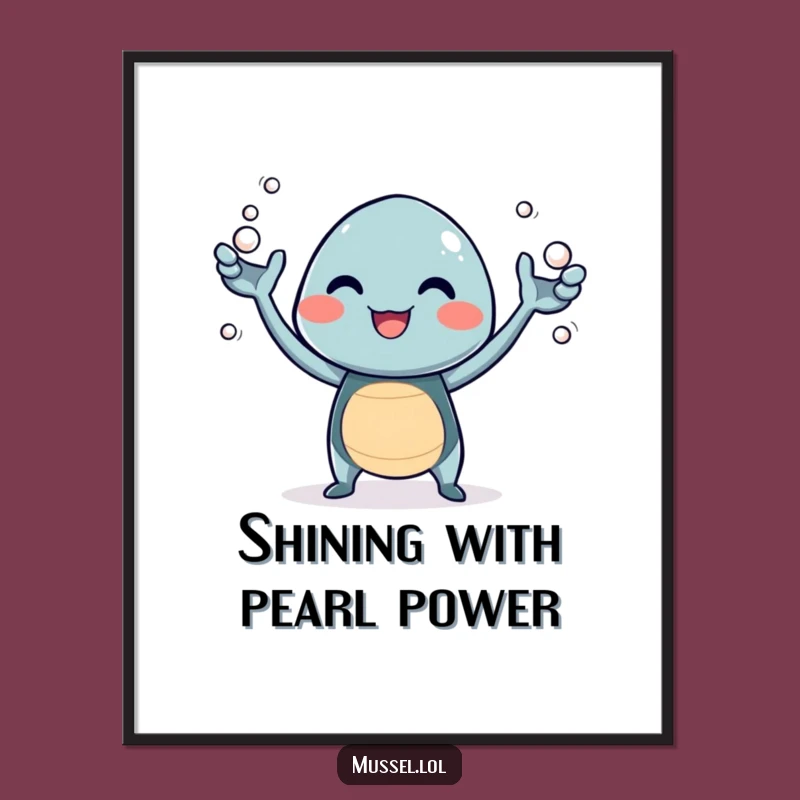 Funny Free Printable Wall Art: Giggling Mussel Juggling Pearls Decor