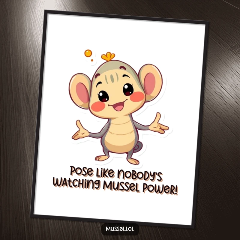 Funny Free Printable Wall Art: A mussel character strikes a hilariously exaggerated pose, adding a touch of quirky humor to your decor.