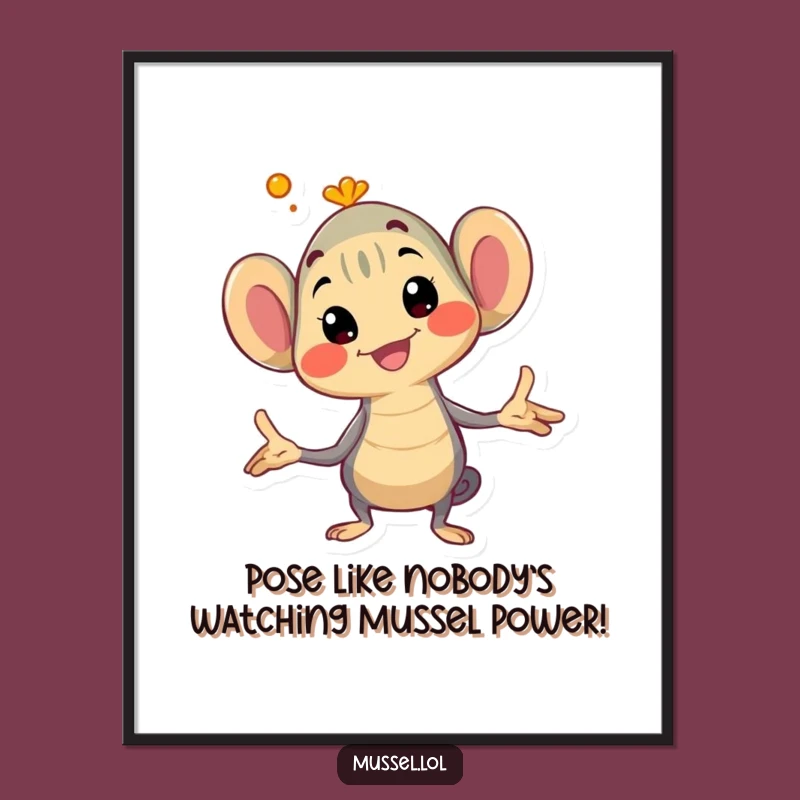 Funny Free Printable Wall Art: Goofy Mussel Pose Art for Quirky Decor