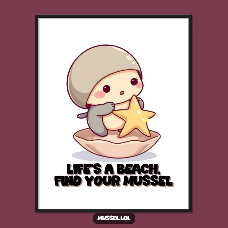 Funny Free Printable Wall Art: Mussel's Starfish Balance for Humorous Downloadable Decor