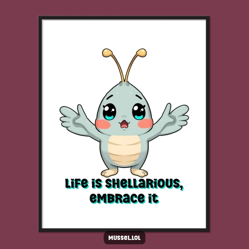 Funny Free Printable Wall Art: Surprised Mussel, Humorous Downloadable Art for Your Home