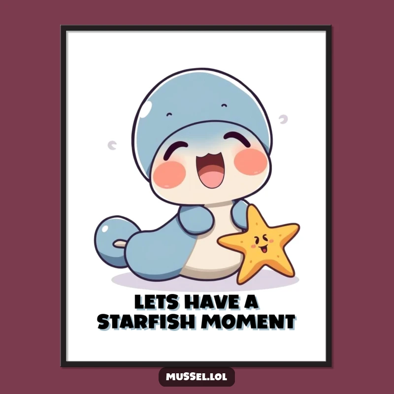 Funny Free Printable Mussel Wall Art: Laughing Friends, Ocean Humor Downloadable Decor