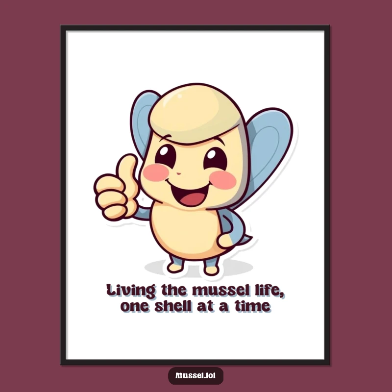 Funny Free Printable Wall Art: Cheerful Mussel Thumbs Up, Downloadable Decor for a Playful Vibe