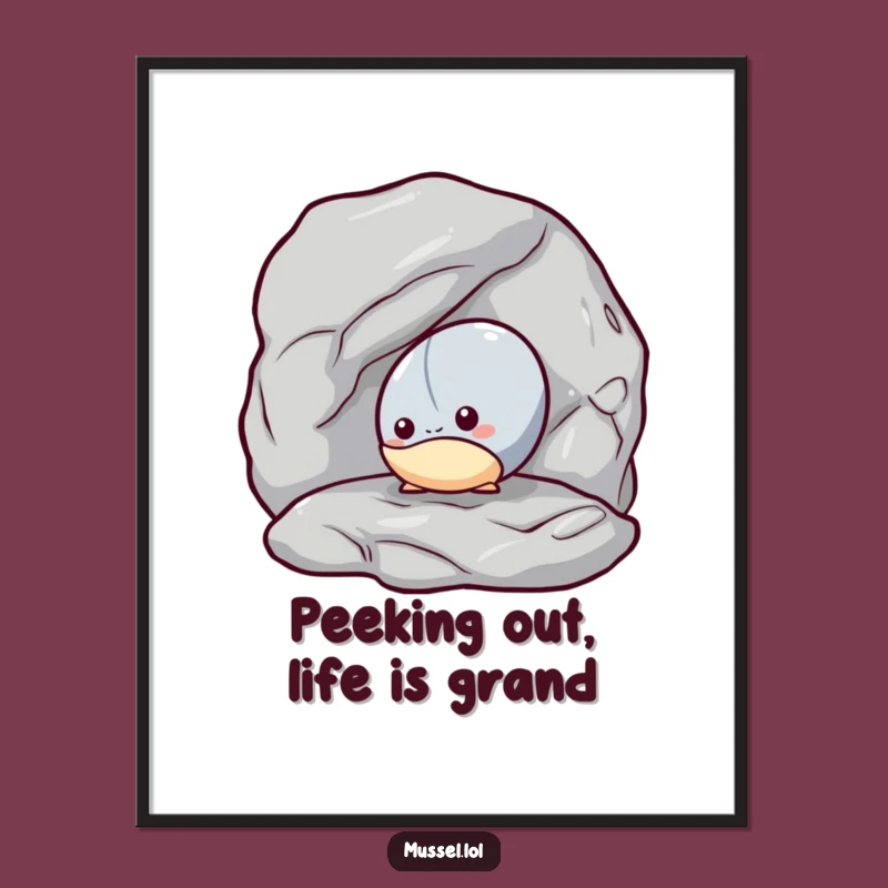 Free Printable Wall Art: Shy Mussel Peek, Whimsical Downloadable Decor