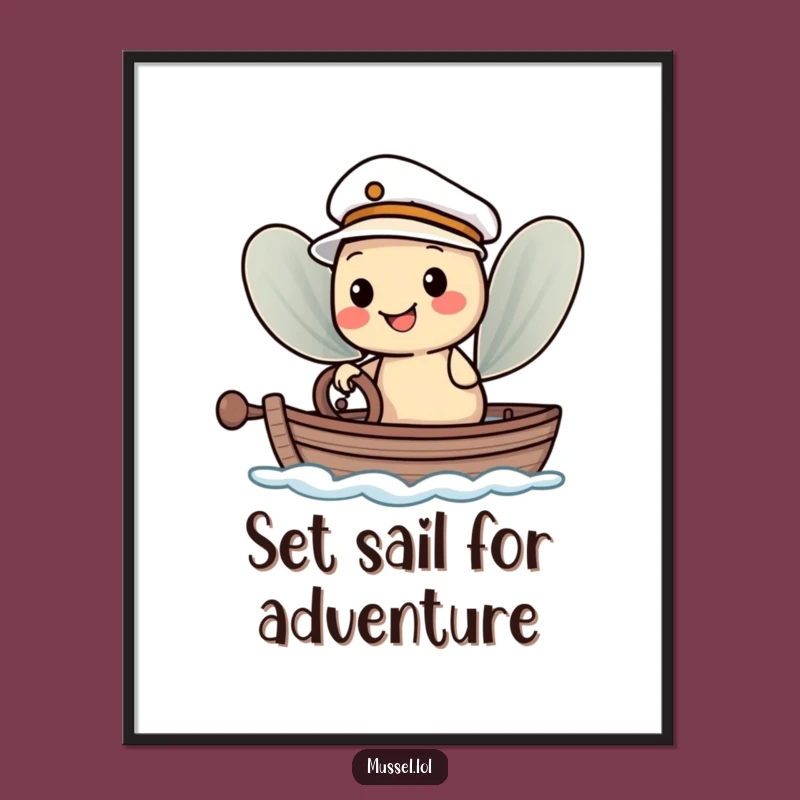 Free Printable Wall Art: Mussel Sailor Character Funny Downloadable Art