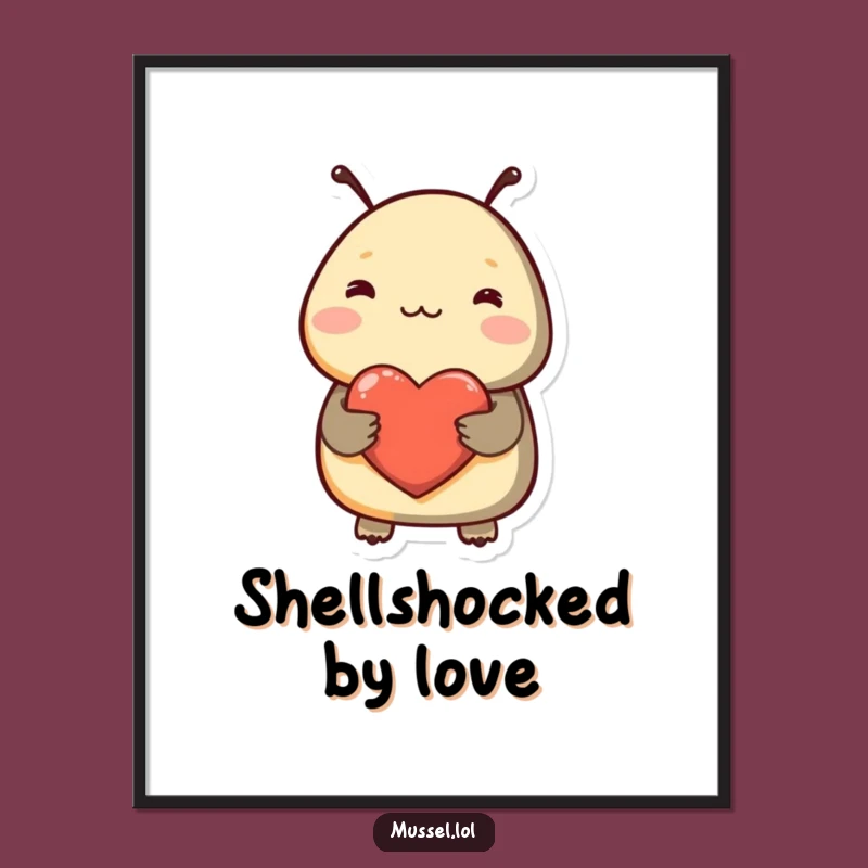 Funny Free Printable Shy Mussel Wall Art: Blushing Heart Downloadable Decor for Sweet Spaces