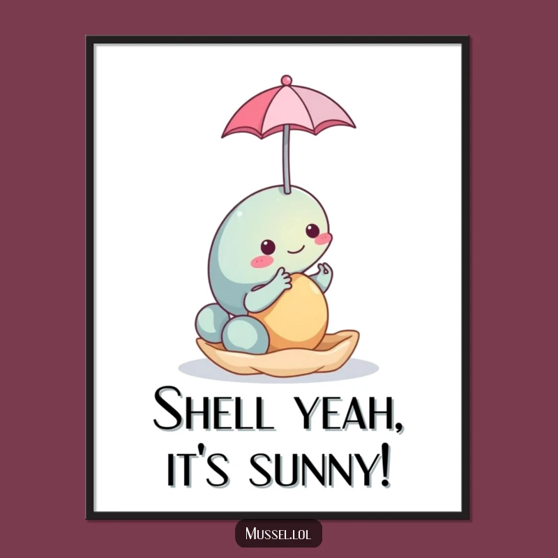 Funny Free Printable Wall Art: Whimsical Mussel With Umbrella For Quirky Decor