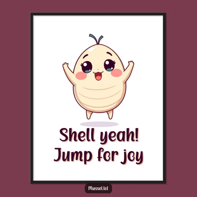 Funny Free Printable Wall Art: Excited Mussel Joyful Art Downloadable Decor
