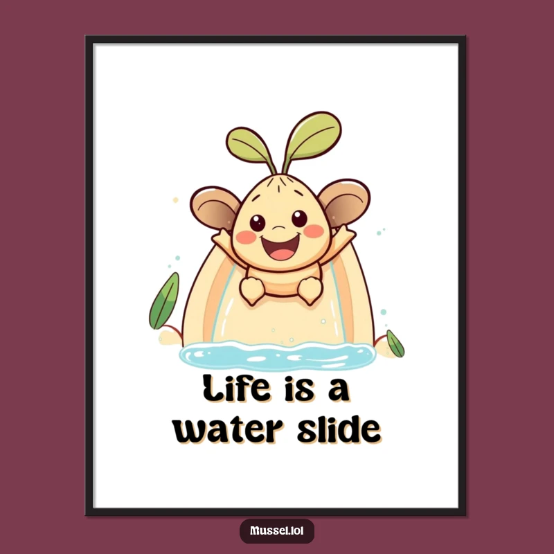 Water Slide Free Printable Wall Art: Sliding Mussel Fun Art Downloadable Decor