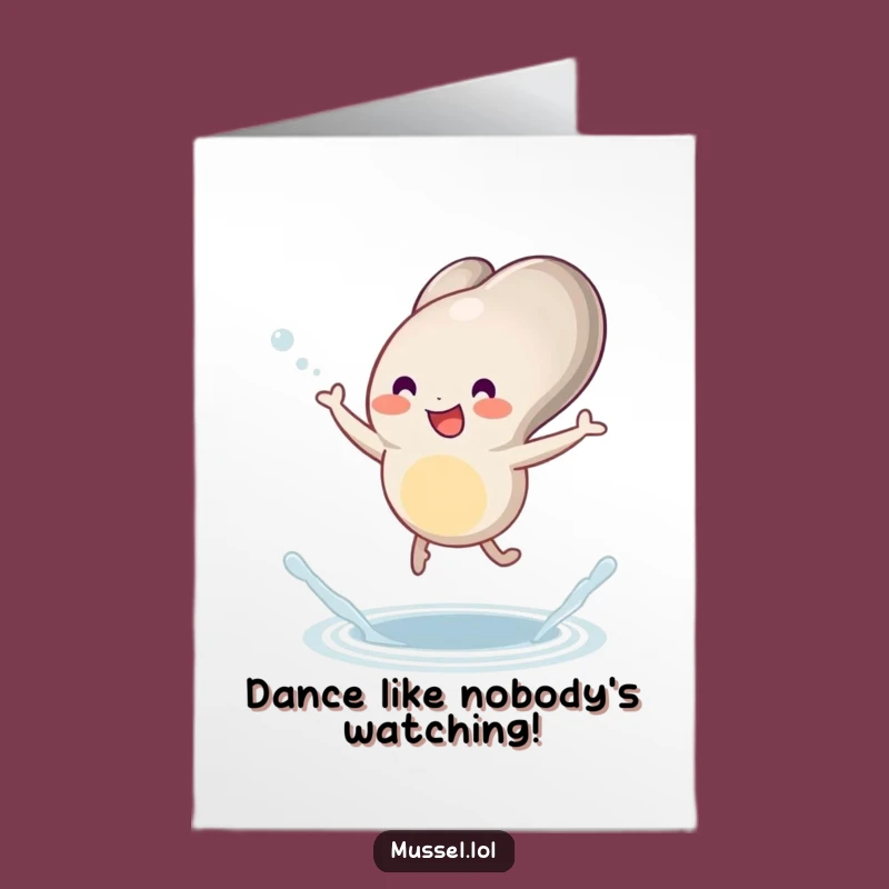 Free Printable Birthday Card: Dancing Mussel Splash, Downloadable Joy for a Fun Celebration