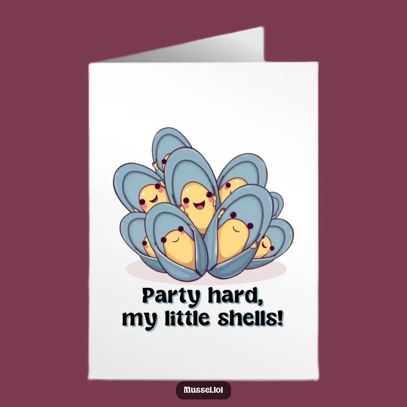 Free Printable Birthday Card: Happy Waving Mussels, Downloadable Fun for a Joyful Celebration