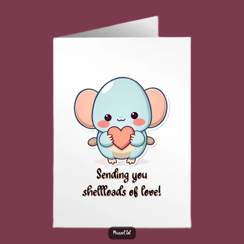 Free Printable Birthday Card: Shy Mussel, Heart, Sweet Downloadable Gift