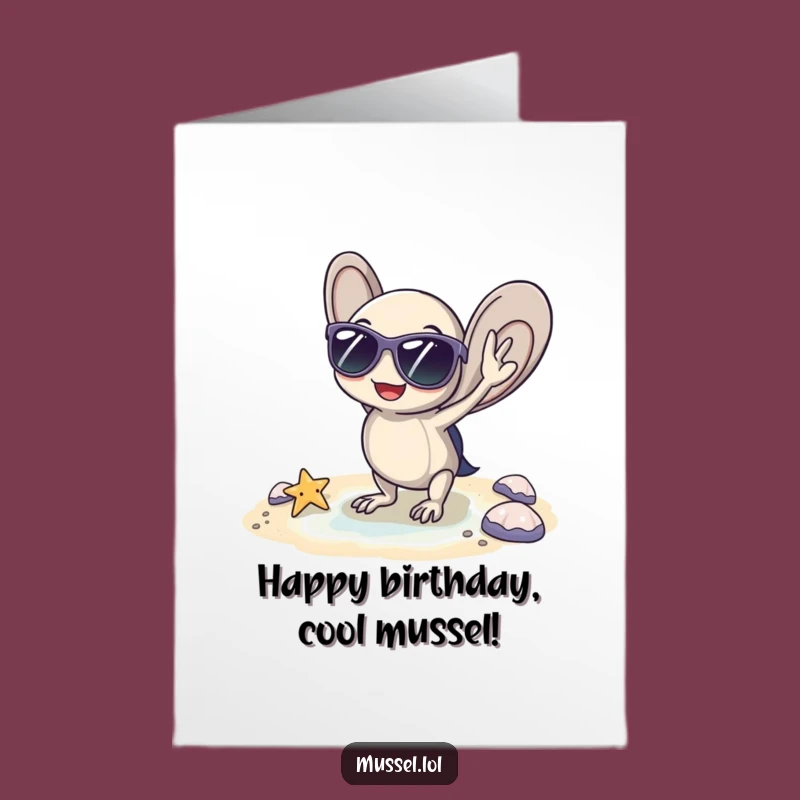 Free Printable Cool Mussel Birthday Card - Beachy Downloadable Gift