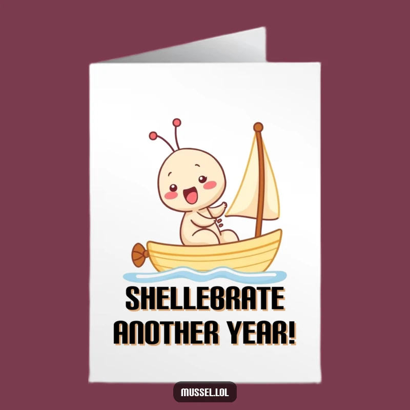 Free Printable Kawaii Mussel Birthday Card: Giggling Sailor Fun Downloadable Gift