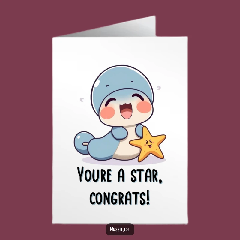 Free Printable Congrats Card: Laughing Mussel Starfish Friends, Success Party Downloadable Gift
