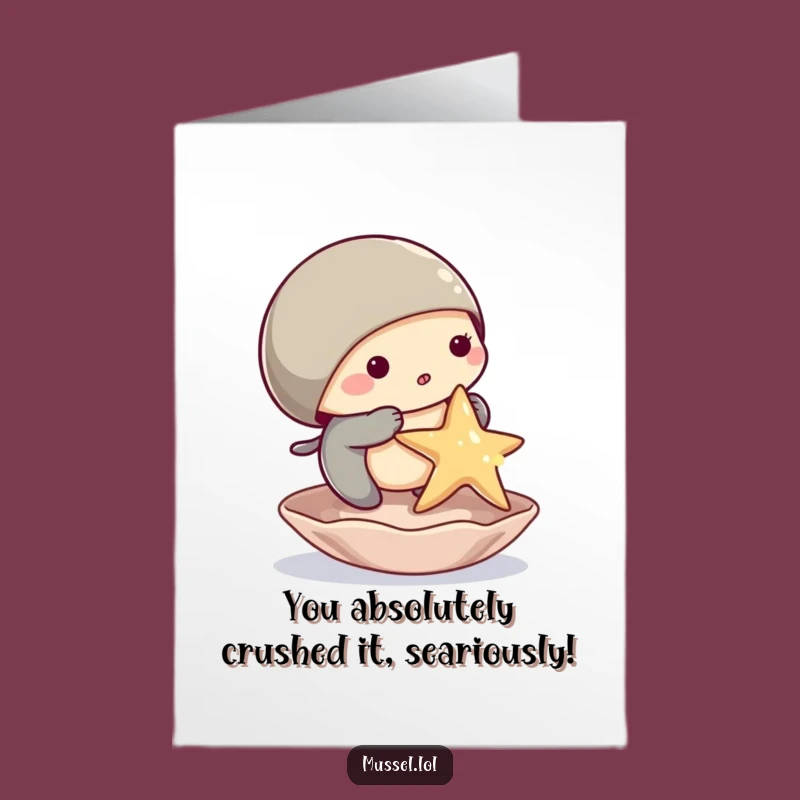 Free Printable Congrats Card: Mussel's Starfish Triumph for Cheerful Downloadable Celebration