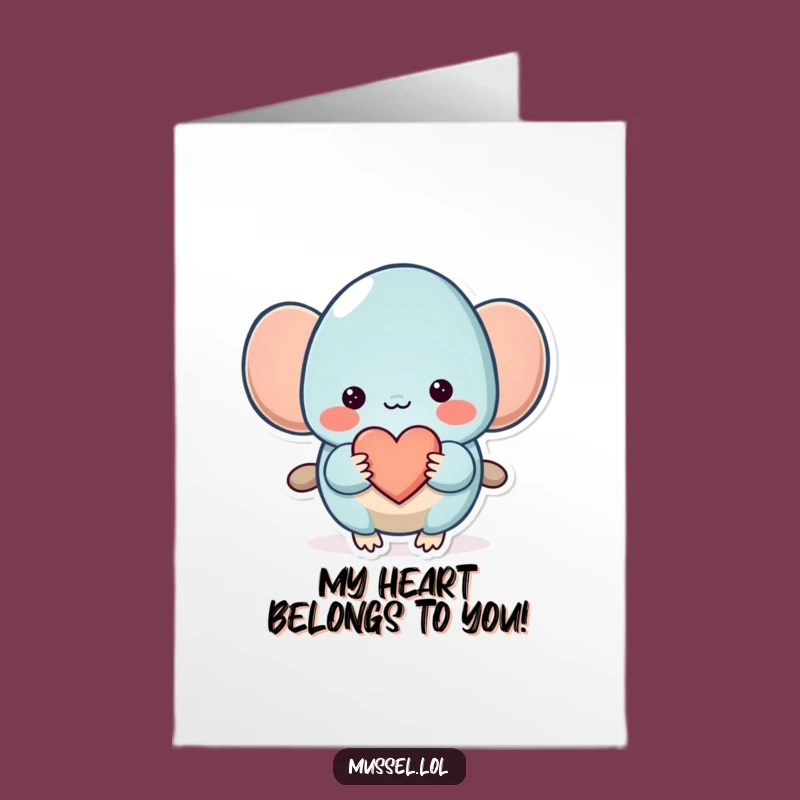 Free Printable Congrats Card: Shy Mussel, Heart, Loving Downloadable Gift