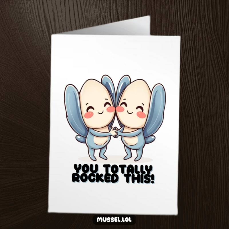 Funny Free Printable Congratulations Card: Adorable mussels holding hands, a sweet and humorous way to celebrate.