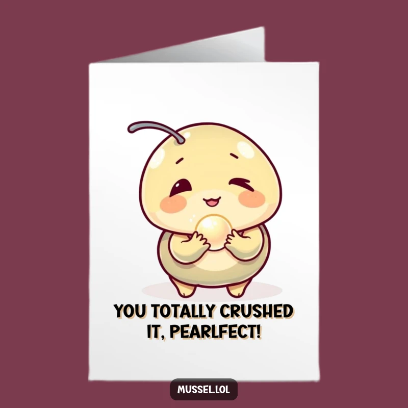 Free Printable Congrats Card: Winking Mussel & Pearl, Unique Downloadable Gift