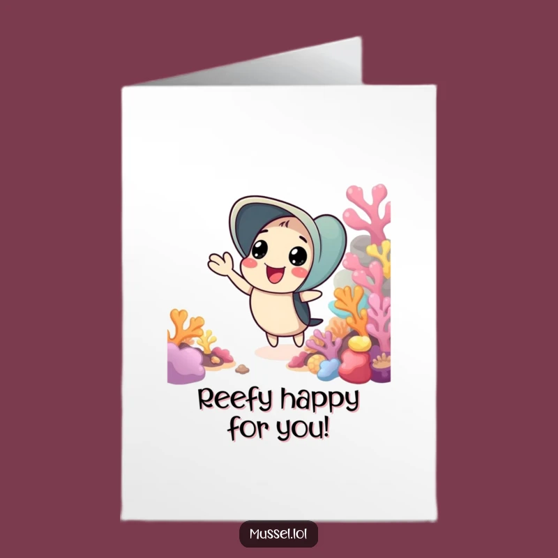 Free Printable Congratulations Card: Waving Mussel, Reef Celebration, Humorous Downloadable Gift