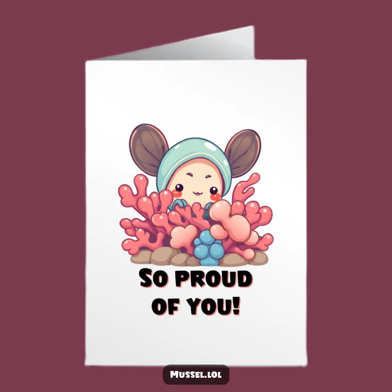 Free Printable Congrats Card: Peeking Mussel, Funny Downloadable Gift for New Discoveries