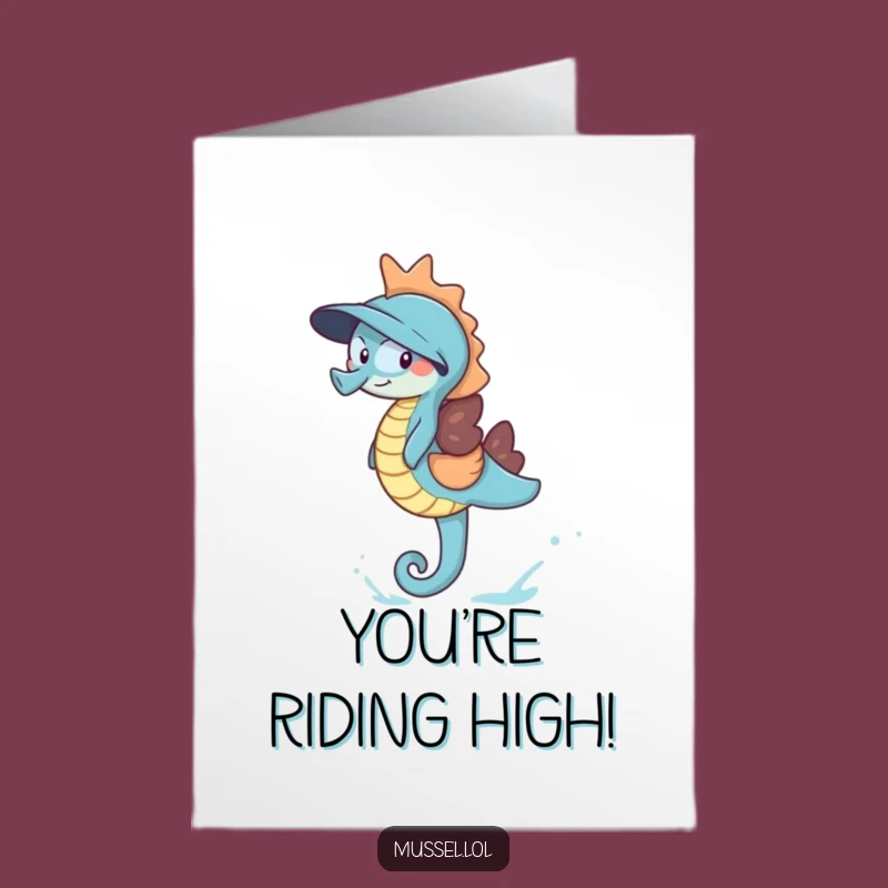 Free Printable Congrats Card: Mussel Seahorse Ride Fun Downloadable Gift