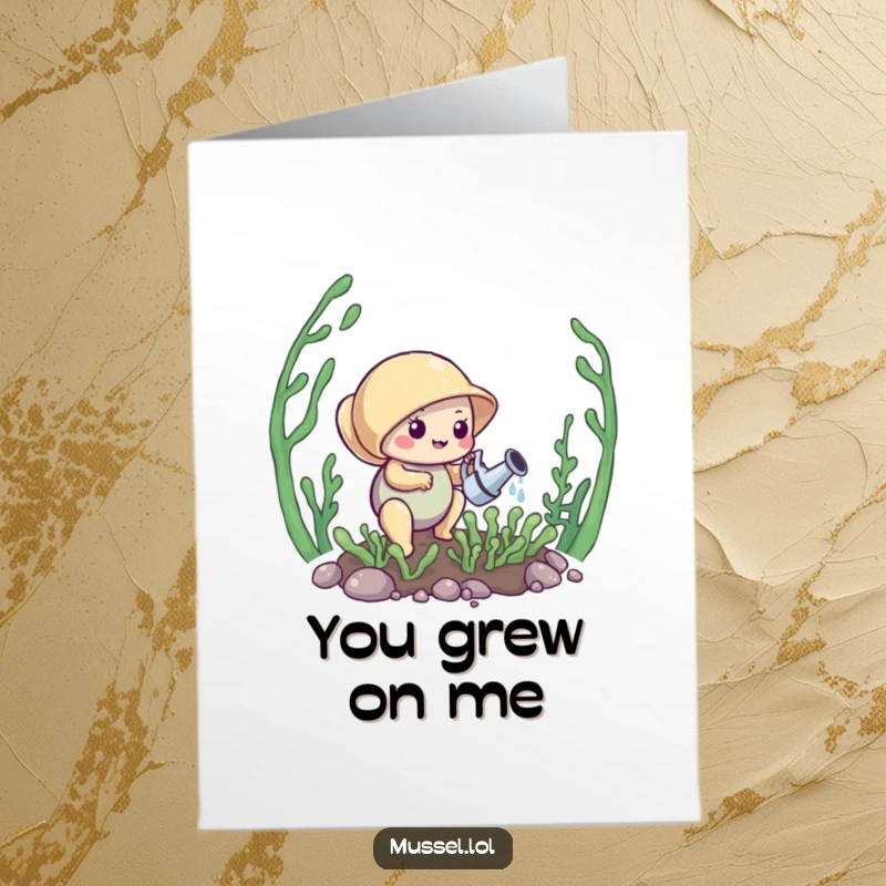 Funny Free Printable Thank You Card: Tender mussel waters a kelp garden, sending blooming thanks. Appreciative and sweet!