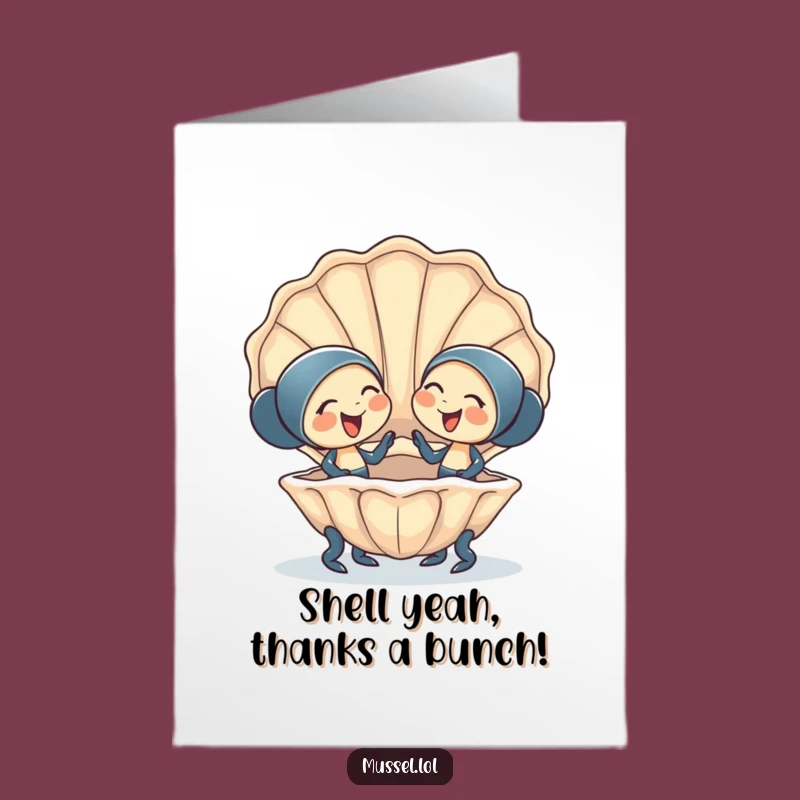 Free Printable Thank You Card: Happy Mussels Sharing Funny Downloadable Gift