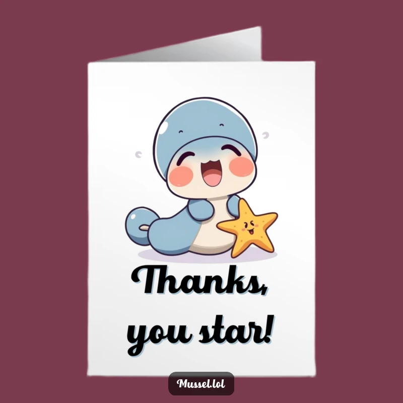 Free Printable Thank You Card: Laughing Mussel Starfish Friends, Gratitude Downloadable Gift