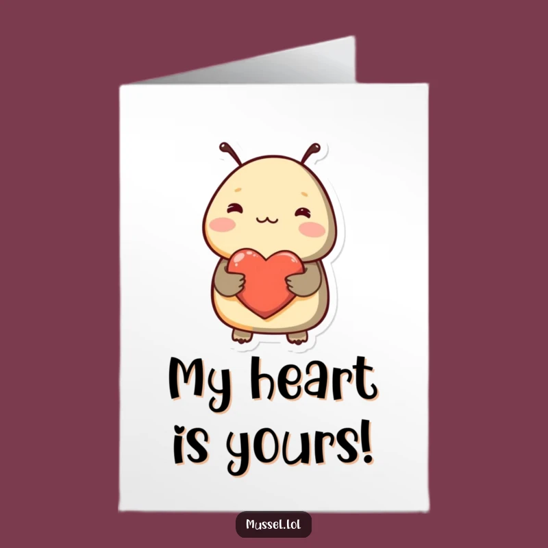 Free Printable Funny Shy Mussel Thank You Card: Blushing Heart Downloadable Appreciation Gift